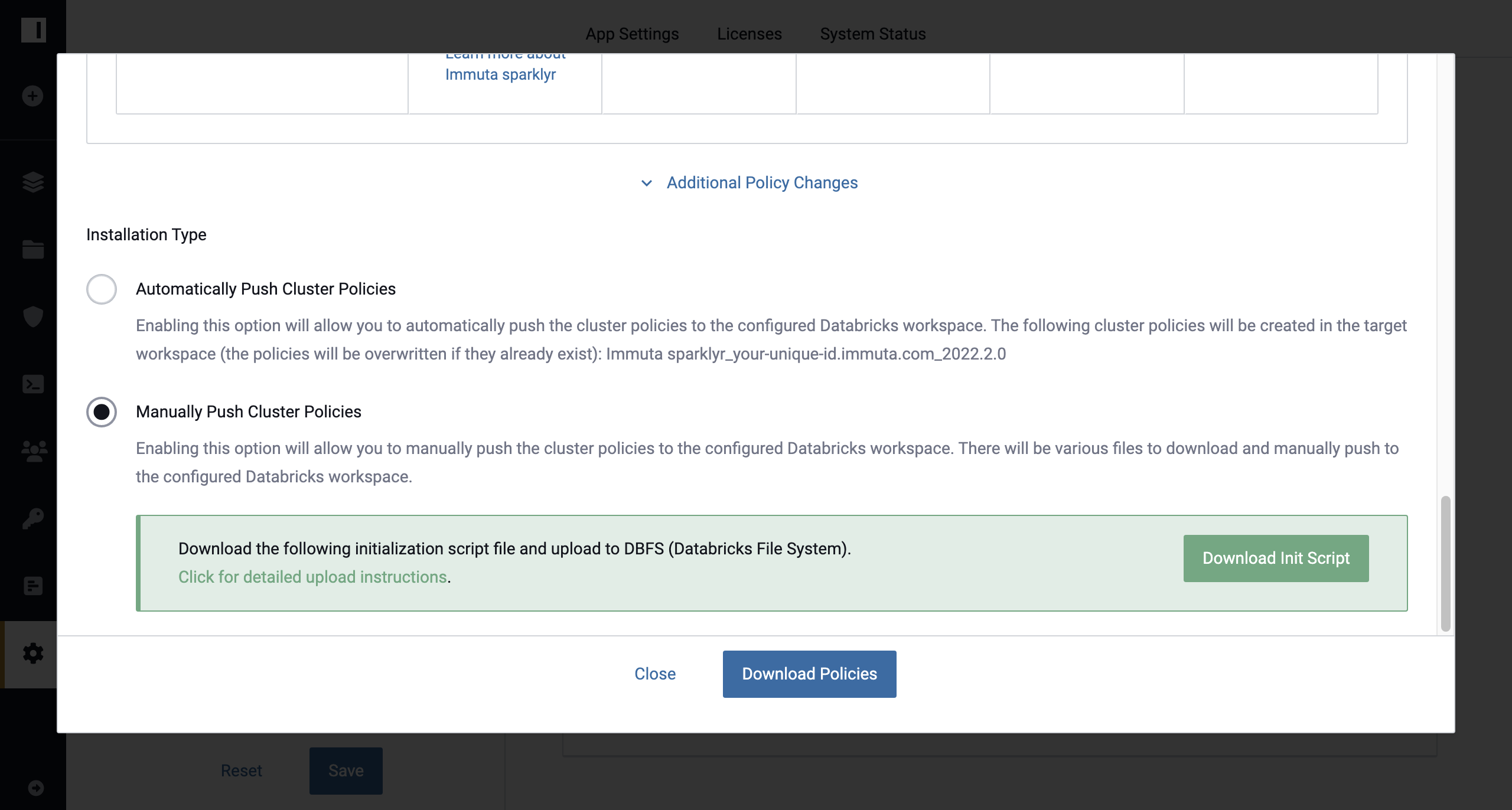 Manually Push Cluster Policies