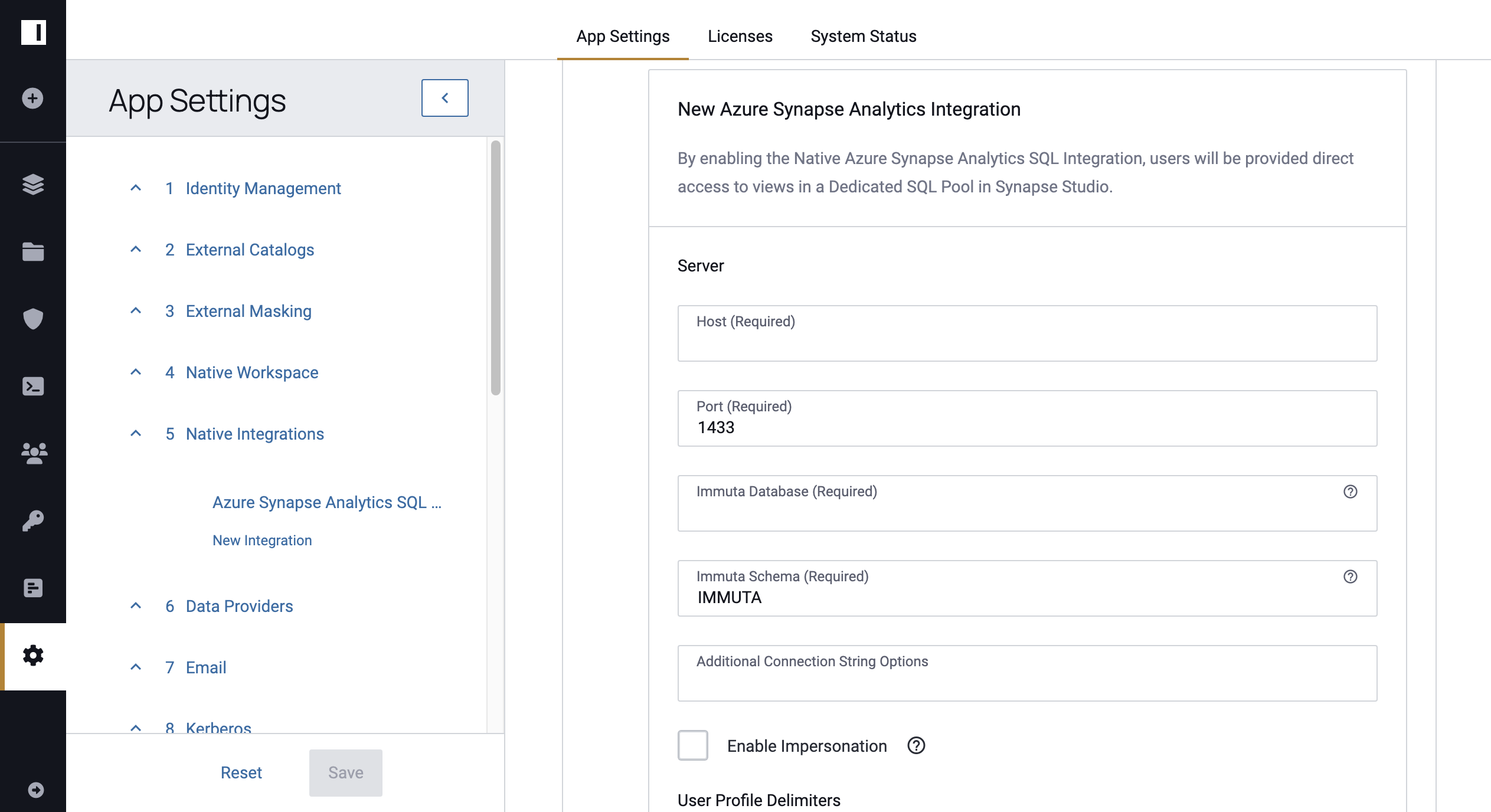 Azure Synapse Analytics Config Modal