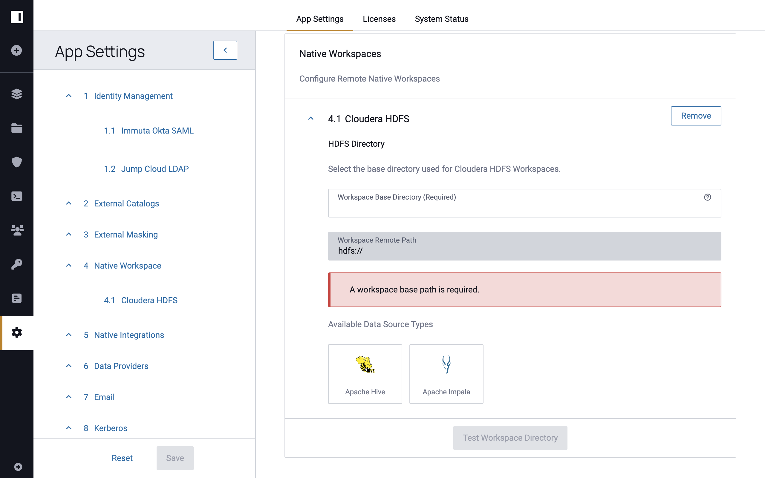 Cloudera HDFS Workspace