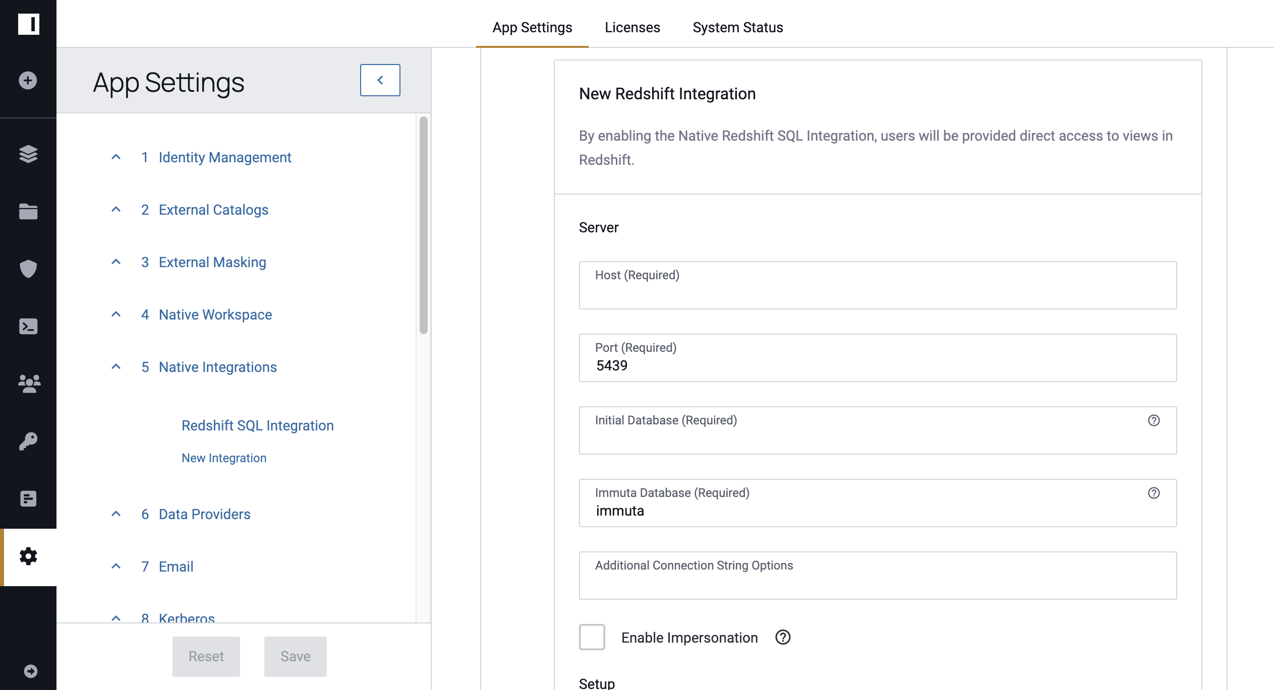 Redshift Config Modal