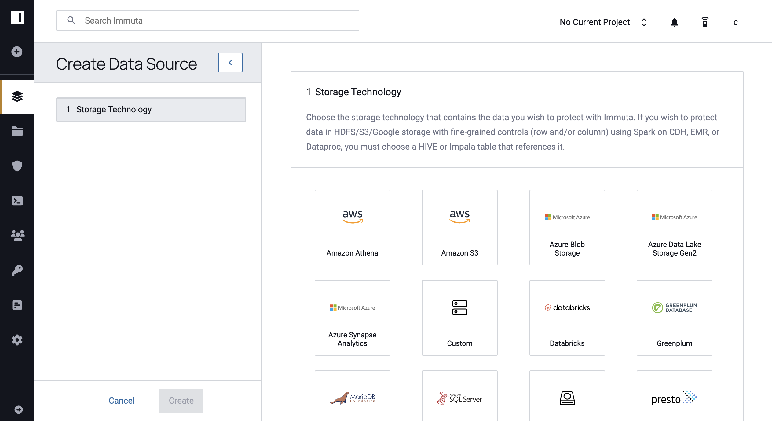 Data Source Creation Select Backend