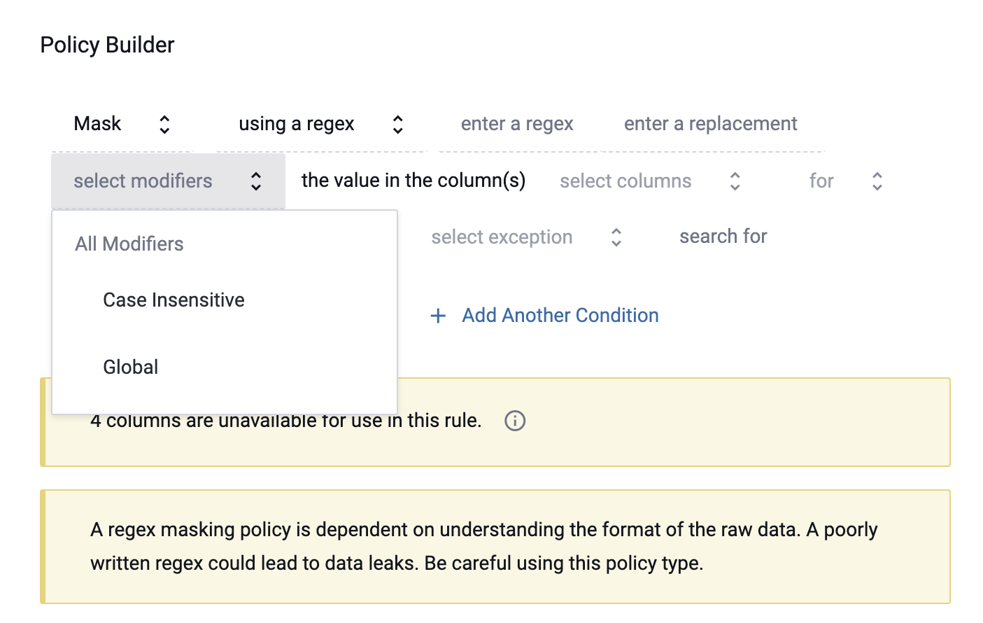 Masking Policy Regex