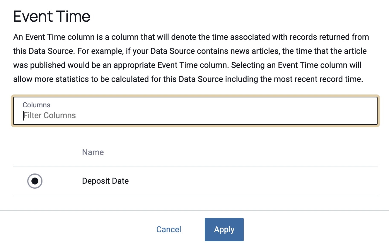 Query-backed Event Time