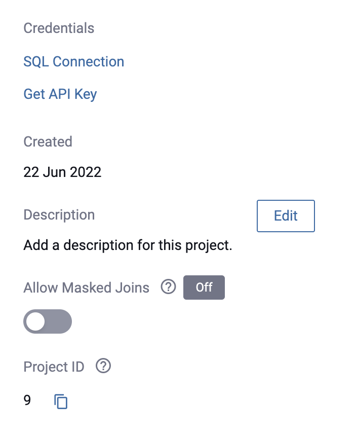 Project API Key Button