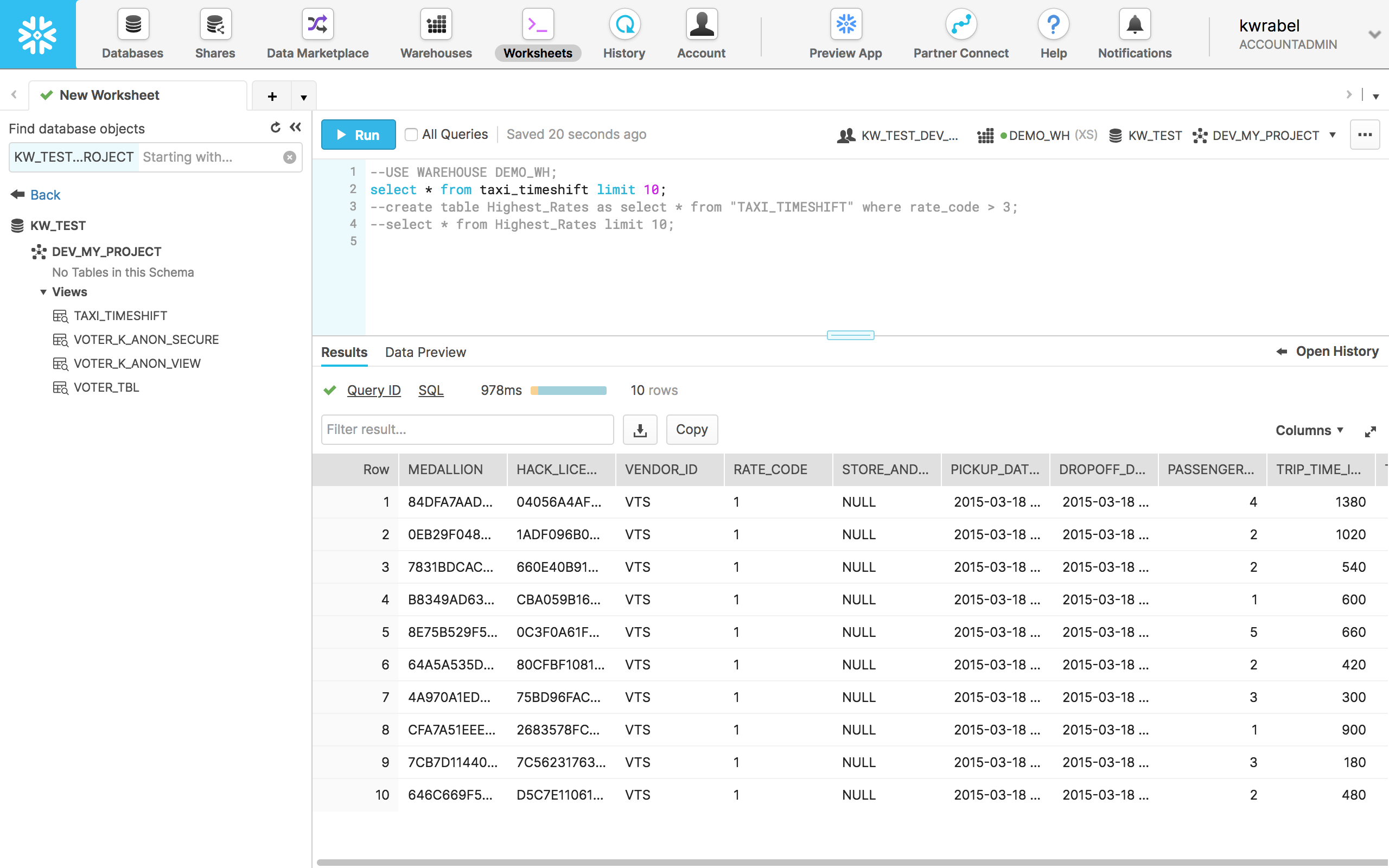 Snowflake Role Selected Data Visible