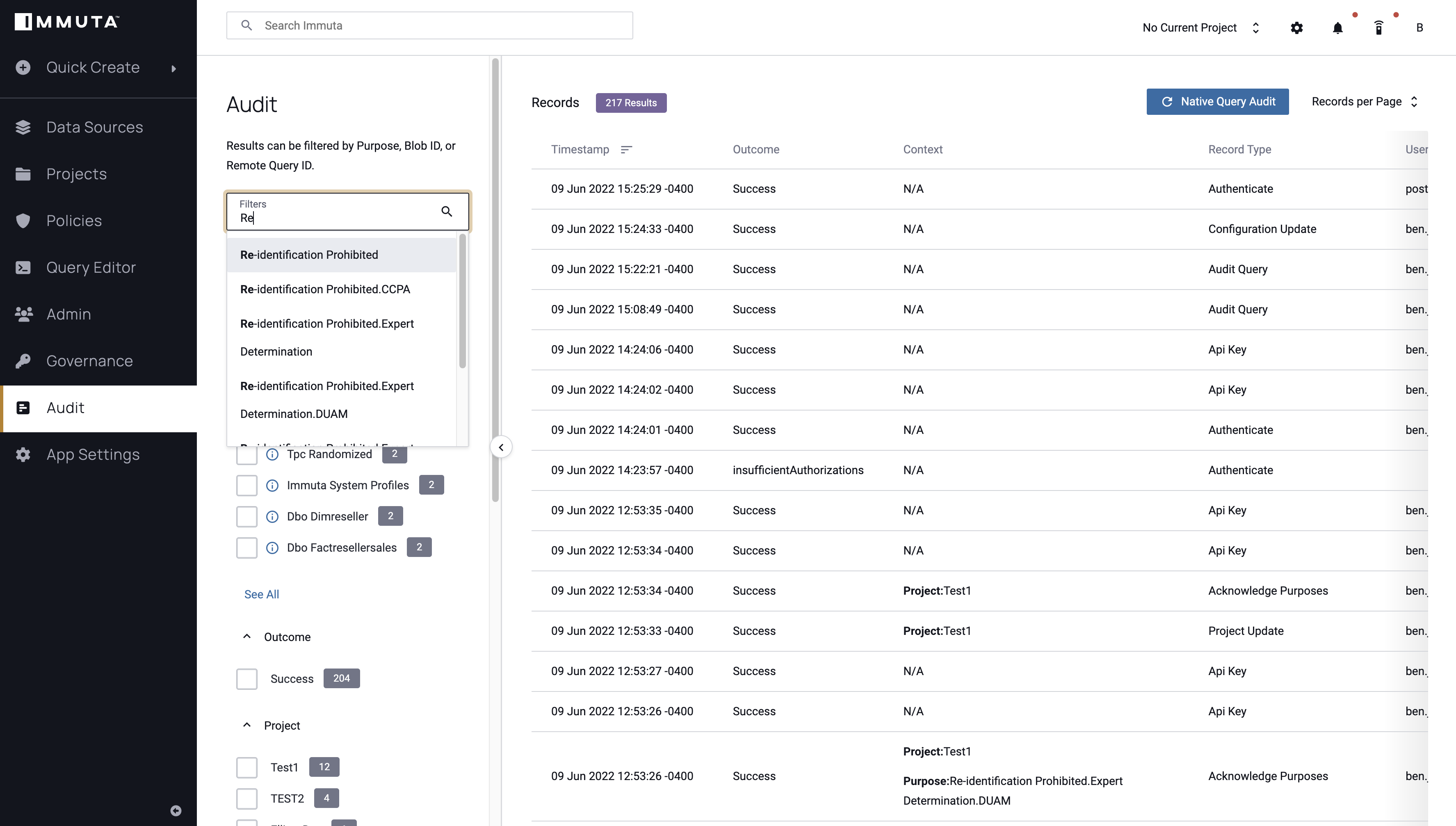 Audit Filter By Purpose