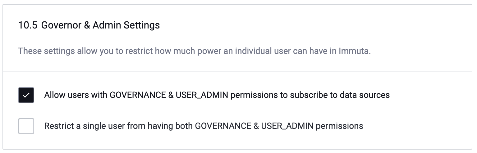 Gov and Admin Settings